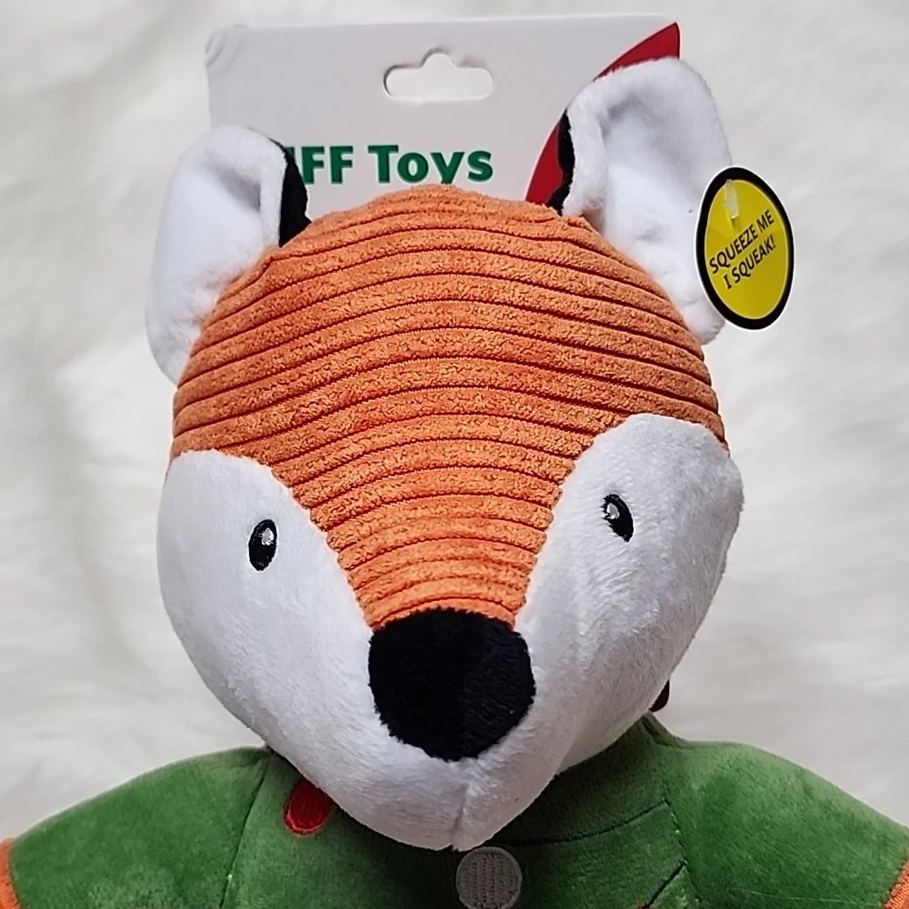 Tuff Toys Christmas Plush Fox Dog Toy with Squeaker - New with Tags